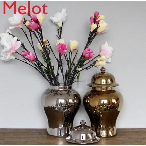 Simple Fashion Luxury Solid Color Ceramic Hat-Covered Jar Modern Vase Jingdezhen Crafts Decoration Ornaments