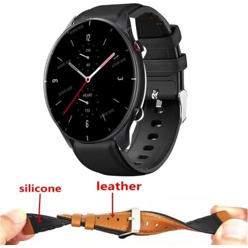 For Amazfit GTR 2 2E Bracelet 22mm Leather Silicone Strap For Huami Amazfit Pace Stratos1 2 3 GTR 47mm Huawei GT Sport Watchband