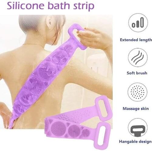 Silicone Bath Towel with Hook Rubbing Back Exfoliating Dead Skin Body Massage Brush Bath Brush Rubbing Towel Shower Cleaner