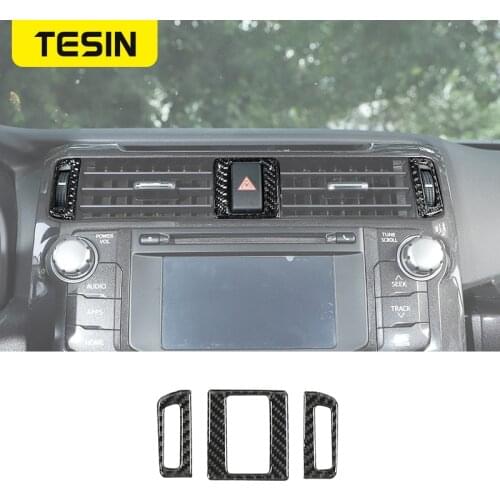 TESIN Soft Carbon Fiber Car Central Air Vent Outlet Switch Decoration Cover Stickers for Toyota 4Runner 2010+ Car Accessories