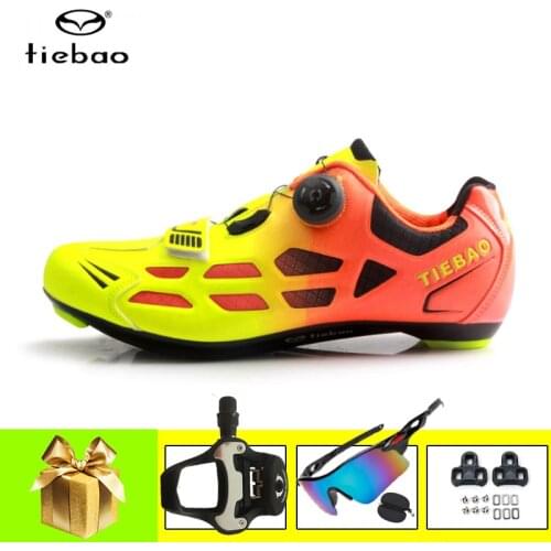 Tiebao Cycling Shoes Add Road SPD-SL Pedals Men Women Breathable Ultralight Self-locking Racing Outdoor Sport Road Bike Shoes