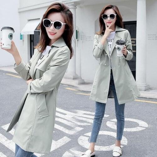Trench Coat Women Spring Autumn Single Breasted Windbreaker Long Trench Coat Women A-Linewomen Windbreaker Plus Size Outwears
