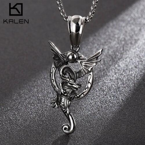 52*35mm Dragon Anime Pendant Men Stainless Steel 304 Jewelry