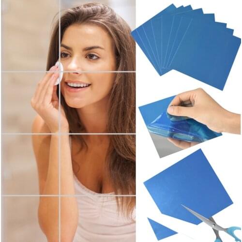 16/32/48pcs/set Mirror Wall Stickers Decal Self-adhesive Tiles Furniture Films for Home Bathroom Decor Mirror Wall Stickers