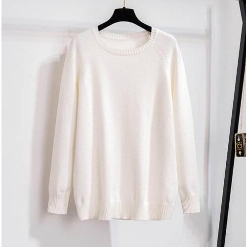 170Kg Plus size womens korean knitted sweater bust 160cm 6XL 7XL 8XL 9XL 10XL long sleeve o-neck sweater 2 colors