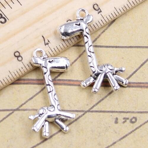 15pcs Charms Running Giraffe Deer 29x19mm Tibetan Bronze Silver Pendants Antique Jewelry Making DIY Handmade Craft For Necklace
