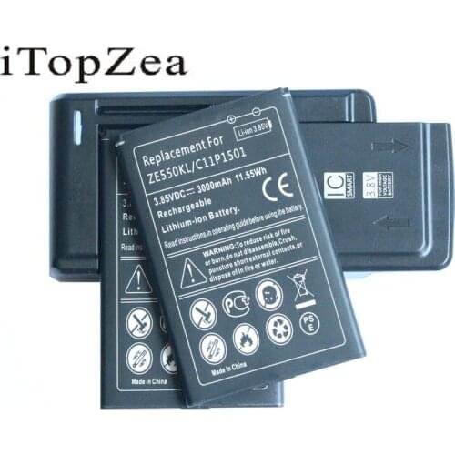 2Pcs C11P1501 Replacement Battery + Universal Charger For Asus Zenfone 2 Laser Zenfone2 Laser ZE601KL Selfie ZE550KL ZD551KL