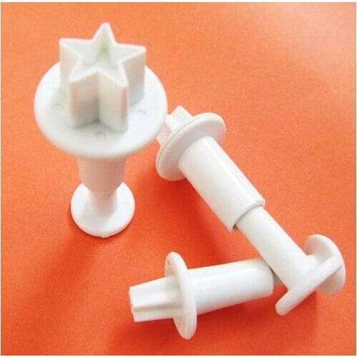 3pcs/set STAR PLUNGER CUTTERS FONDANT CAKE DECORATING ICING Cookie Tools Mould