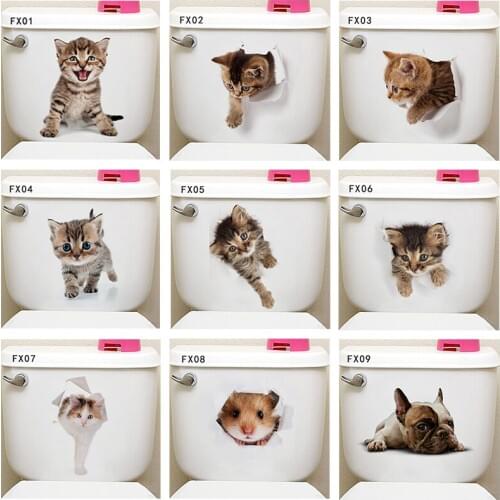 3d hole vivid cat wall stickers home decor living room bathroom toilet refrigerator animal wall decals poster art