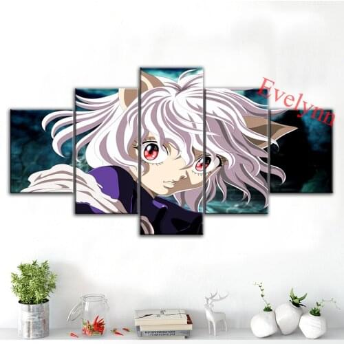 5 Piece Prints Classic Anime Poster Hunter X Hunter Wall Art Canvas Painting Pictures For Boys Bedroom Living Room Decor Frame