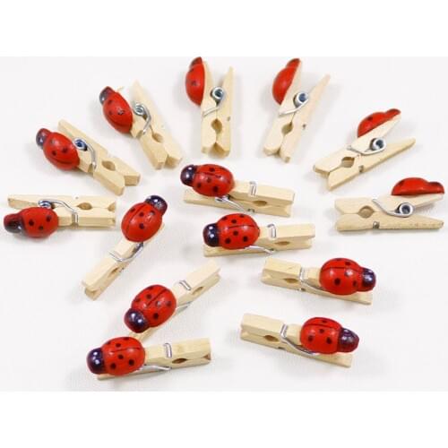 50pcs Wood Clips Cute Insect Natural Photo Clips Mini Clothespin Wooden Pegs Marking Clips Decoration Clips 2.5cm