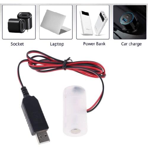 EU Plug USB Battery Power Supply Adapter Can Replace 1 to 4pcs 1.5V 3V 4.5V 6V C Size LR14 Battery Eliminator with 1m Cable