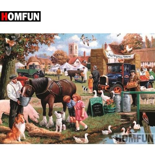 HOMFUN 5D DIY Diamond Painting Full Square/Round Drill "Vacation scenery" 3D Embroidery Cross Stitch gift Home Decor A08220