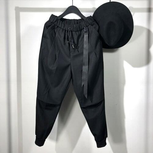 Owen Seak Men Casual Harem Pants High Street Wear Length Cargo Mens Clothing Sweatpants Spring Black Pants