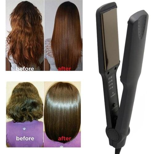 Fast Warm-up Ceramic Hair Iron Temperature Adjustable for Dry Wet Hair Home Barber Salon Hair Styling Hair Iron Straightene