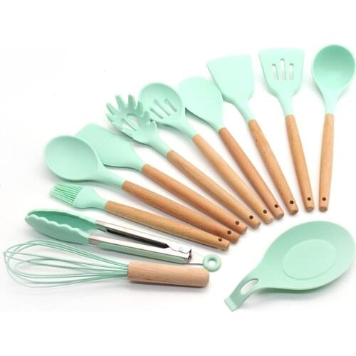 Wood Silicone Turner Soup Spoon Spatula Brush Scraper Pasta Server Egg Beater Cooking Tools Kitchenware kitchen utensil set