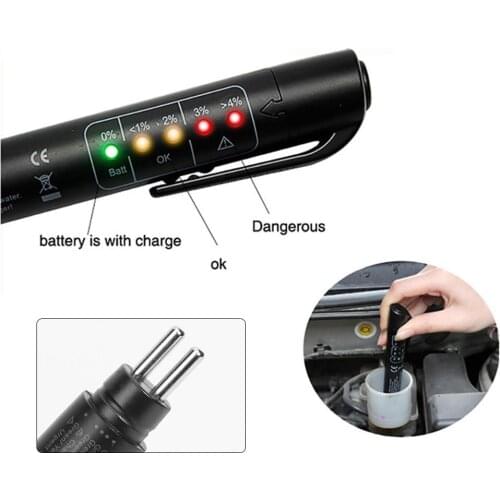 5 LED Car Auto Vehicle Mini Water Content Tester Brake Fluid Tester Pen for Car Auto Vehicle Automobile Diagnostic Tools