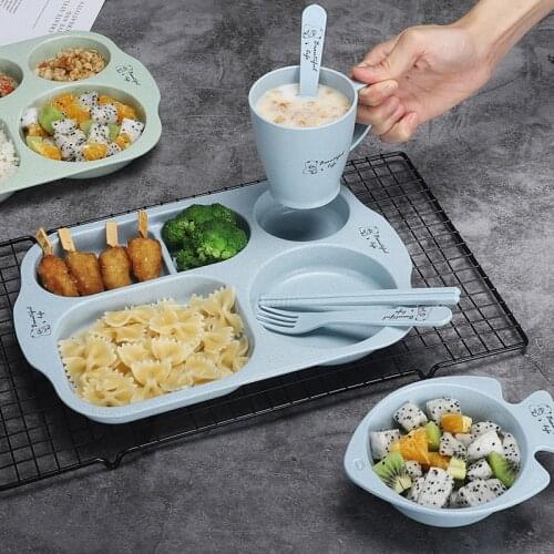 Environmentally friendly and degradable Baby bowl+spoon+fork Feeding Food Tableware BPA Free Kids Dishes Baby Eating Dinnerware