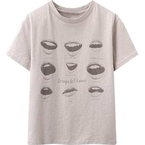 Oversize Women Soft Cotton O Neck T-shirt 2021 Summer Fashion Ladies High Street Vintage T-shirt Female Printed Loose T-shirt