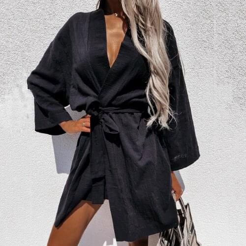 High Quality Cotton Linen Kimono Robe Bathrobe Women Casual Loose Mini Robe Night Sexy Robes Night Grow Bridesmaid Autumn Robe