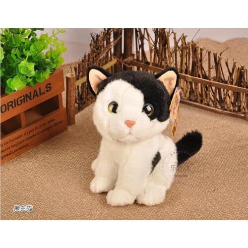 About 18cm simulation black&white cat plush toy squatting cat soft doll, baby toy present Xmas gift 0743