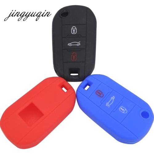 Jingyuqin 30pcs/lot Silicone 3 Button Flip Remote Key Case Fob Cover Holder For Citroen Peugeot 208 508 2008