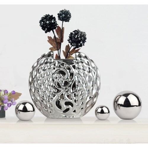 Creative Electroplating Ceramic Vase home decoration Ornaments Crafts Artwork Den Table Decorations wedding accessories crafts