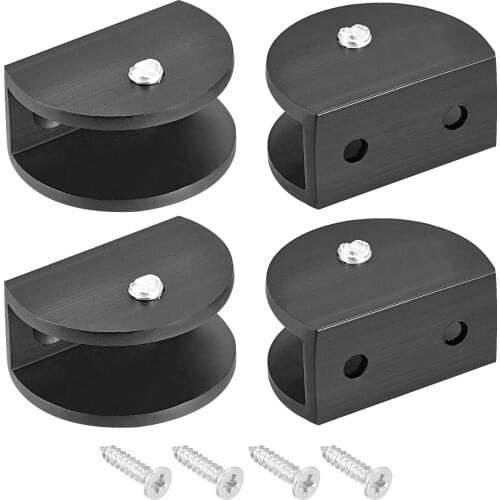 Uxcell Glass Shelf Bracket Aluminum Alloy Semicircle Clip for 10-12mm Thick 4pcs