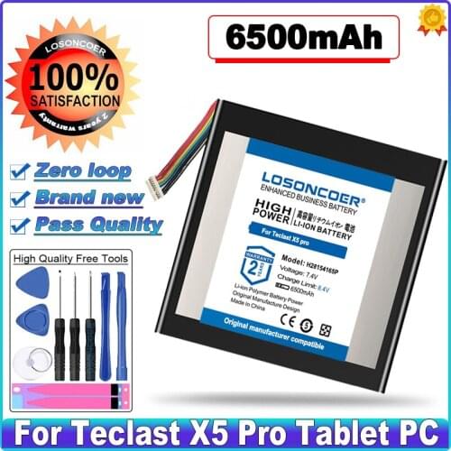 LOSONCOER 6500mAh QT31150165P H28154165P 9 lines High Capacity Battery for Teclast X5 pro X5pro Tablet PC in stock