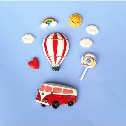 1pc Bus Hot Air Balloon Funny Fridge Magnet Creative Refrigerator Message Magnetic Sticker Home Kitchen Decor Office Accessories