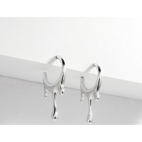 Metal Dripping Simple Unique Design Fashion Girl Women Hoop Earring