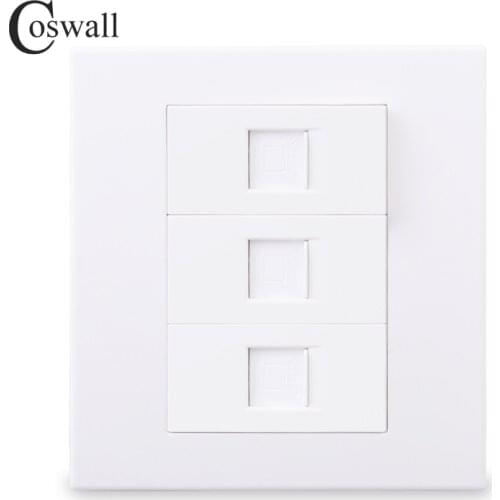 Coswall Wall Socket PC Panel 3 Gang CAT6 RJ45 Internet Computer Data Connector Modular 86*86mm