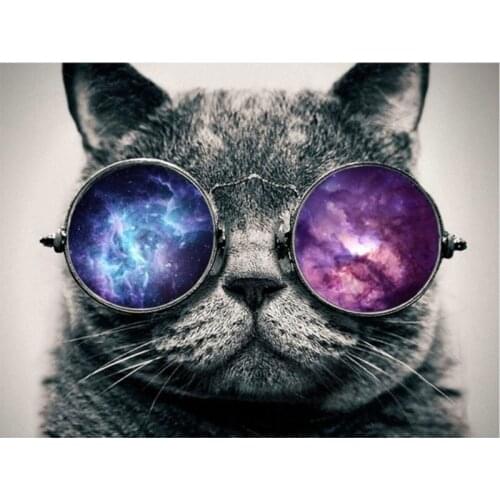 Dpsprue Full Square Round Drill 5D DIY Diamond Painting "Cool Cat" 3D Embroidery Cross Stitch Daimond Mosaic Home Decor Gift