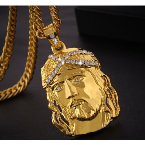 New Hot Sell hip hop large fashion hip hop Jesus necklace mens gold necklace wholesale Drop shipping