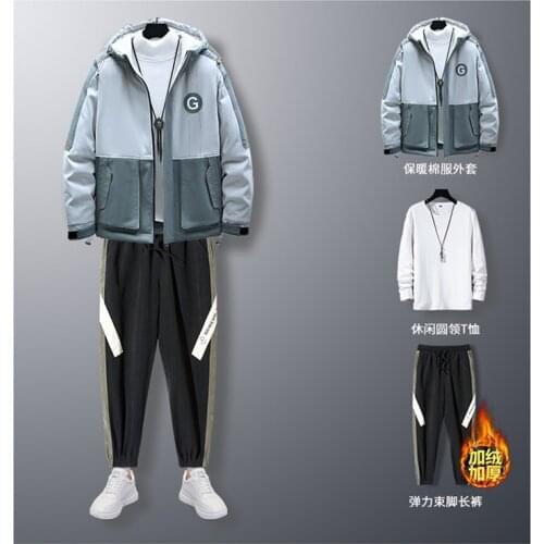 New mens suit fashion personality thick casual wear suit men winter warm hooded plus cotton thick coat