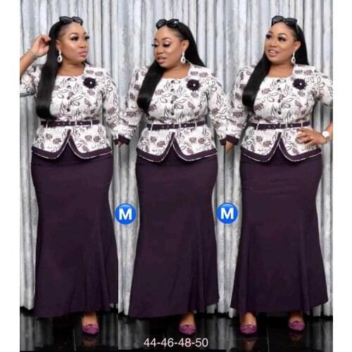African Clothes for Women Spring Autumn African Women Printing Plus Size Two Pieces Sets Top + Long Skirts African Suit 2XL-6XL