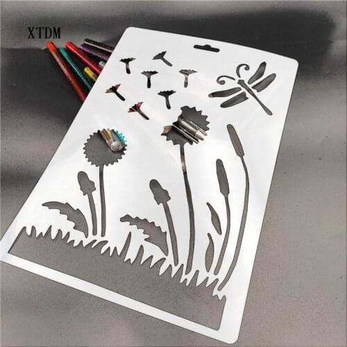 Dandelion plastic mold shield DIY cake scrapbook stencils hollow Embellishments printing lace ruler Valentines Day