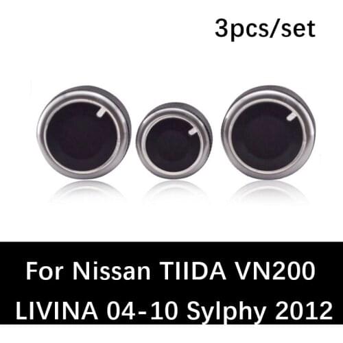 3pcs car ac knob For Nissan TIIDA NV200 LIVINA 04-10 Sylphy 2012 air conditioning heat controller switch knob ac knob
