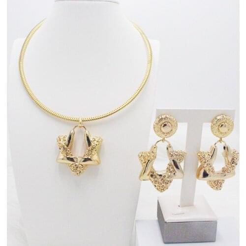 Hexagram Shaped Golden Color Exquisite Style High Quality Copper Women Earrings 2021 New Wedding Attendance Popular Design