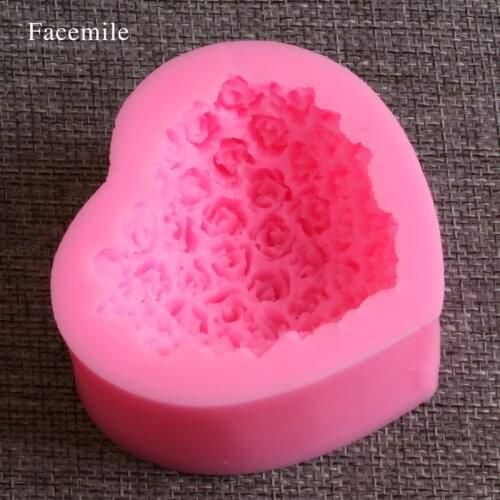 Heart Rose Fondant Cake Chocolate Decorating Candy Pastry Baby Silicone Mold Baking Tools Soap Accessories Gift