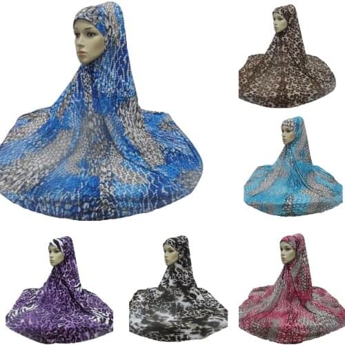 One Piece Muslim Scarf Hat Cap Hijabs Headscarf Wrap Head Cover Ice Silk Turban Islamic Prayer Garment Hat Leopard Printed Cap