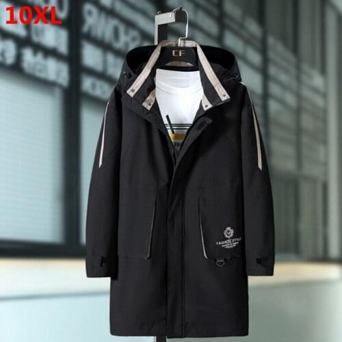 Loose large size windbreaker male detachable cap plus size extra large mens clothing long 10XL 9XL oversized windcheater men