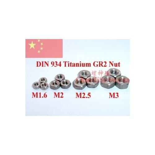 DIN 934 M3 Titanium Nuts M3 Ti GR2 Polished 10 pcs