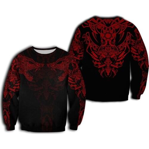 Geki & Freki Viking Wolf Red Tattoo 3D Printed Unisex Deluxe Hoodie Sweatshirt Pullover Casual Tracksuit sudadera hombre DW0354