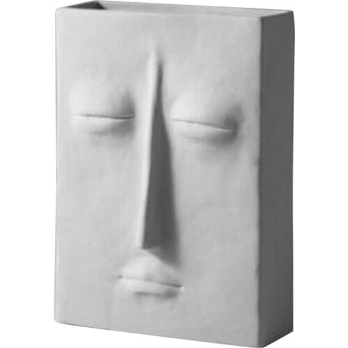 Face Vase, Head Vase, and Centerpiece Flower Vase-Decorative White Bud Vase Modern Vase Ceramic Home Decoration