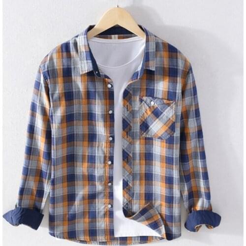 Spring and autumn long-sleeved pure cotton plaid shirt men brand comfortable shirt for men casual trendy shirts male chemise