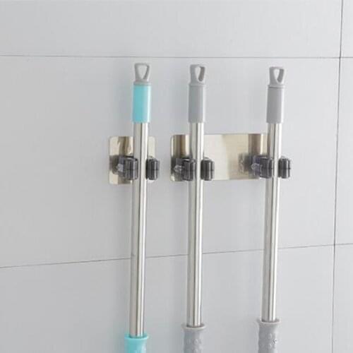 2020 New Multifunctional Traceless Sucker Hook Wall Mounted Kitchen Bathroom Suction Cup Rag/Broom/Mop Rack Storage Holder