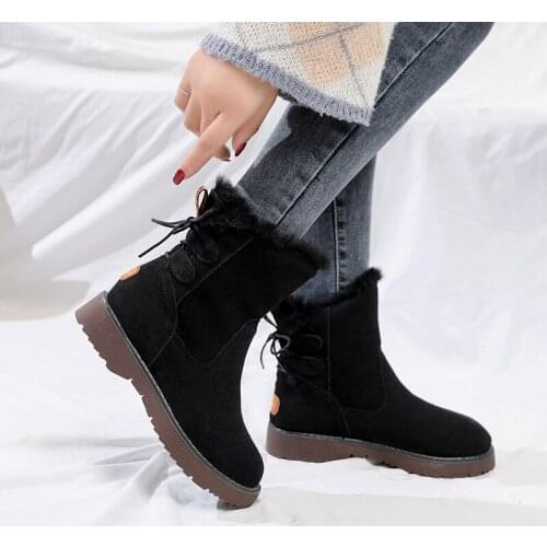 Waterproof Winter Boots Female Shoes Mid-Calf Down Boots Women Warm Ladies Snow Bootie Wedge Rubber Plush Botas Mujer U11-14