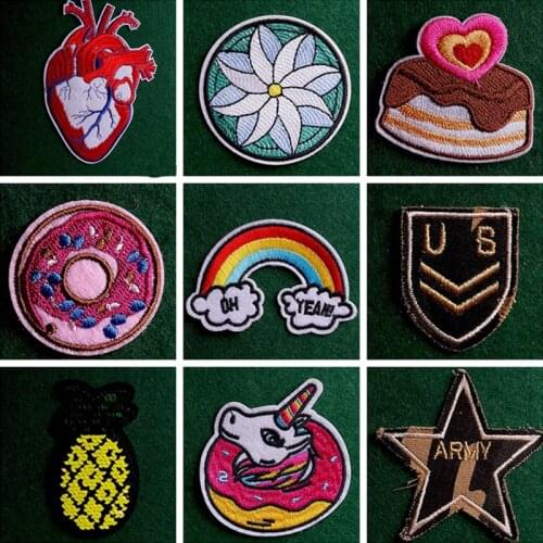 Magic Rainbow Stripes Patch Iron On Embroidered For Clothing Cartoon Anime Patches For Kid Clothes Appliques Stickers T-shirt