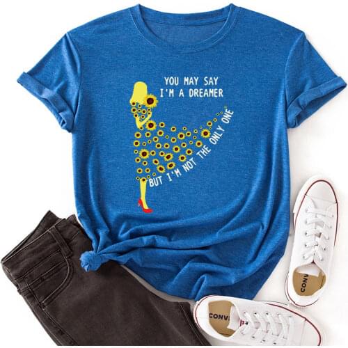 Women Crew Neck Short Sleeve Casual Summer T-shirts Sunflower Graphic Tee Shirts Tops Female Clothes Letter Shirts